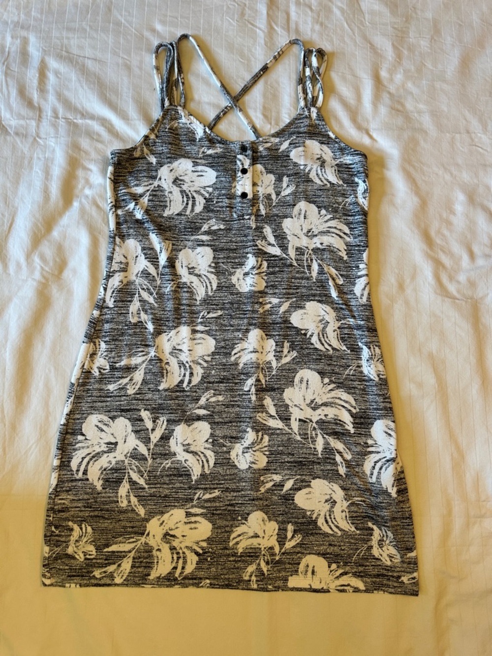 Market & Spruce Gray and White Floral Knit Mini Dress